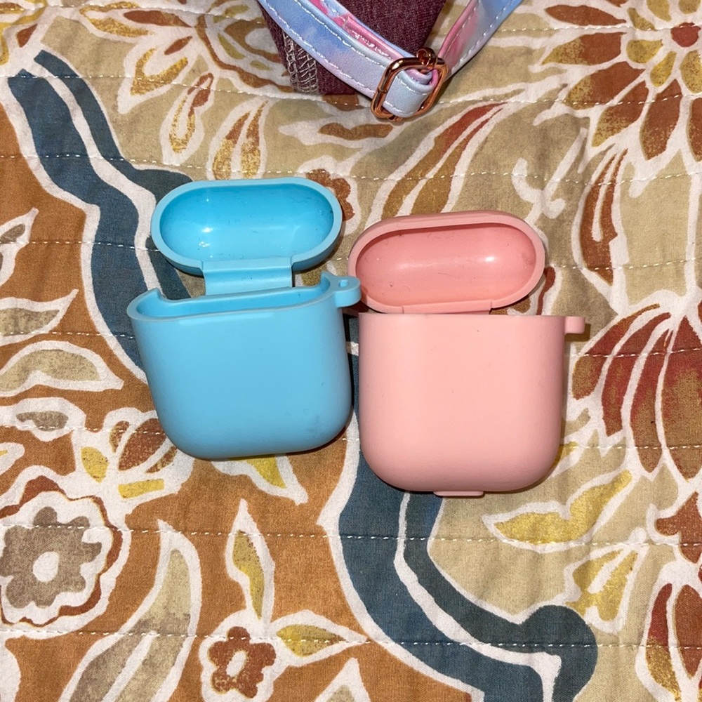 Pink and blue silicone AirPod cases
